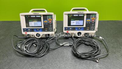 2 x Lifepak 20e Defibrillators / Monitors *Mfd - 2015 / 2015* (Both Power Up) Including Pacer, ECG and Printer Options with 2 x Li-ion Batteries, 2 x ECG Leads and 2 x Paddle Cables *SN 43880712 / 43881063*
