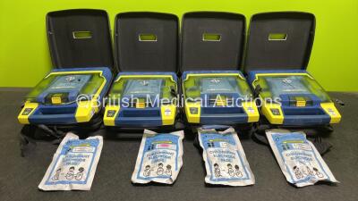 4 x Cardiac Science Powerheart AED G3 Defibrillators with Electrodes (All Power Up)