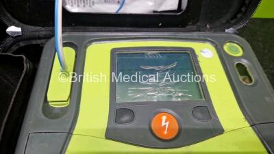 2 x Zoll AED PRO Defibrillators (Both Power Up,1 x with Damaged Screen) In Carry Case with 2 x 3 Lead ECG Leads and 2 x Batteries - 3