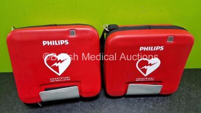 2 x Philips FR3 Defibrillators (Both Power Up) in Carry Case with 2 x LiMnO2 Batteries *Install Before - 2025 / 2025* **SN C16H-0016 / C16H-00079** - 4