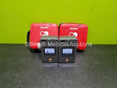 2 x Philips FR3 Defibrillators (Both Power Up) in Carry Case with 2 x LiMnO2 Batteries *Install Before - 2024 / 2024* **SN C16H-00071 / C16H-00041*