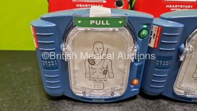 2 x Philips Heartstart HS1 Defibrillators (Both Power Up) In Carry Case with 2 x LiMnO2 M5070A Batteries *Install Before 2026 / 2026* **SN A21C01082 / A21C01678** - 2