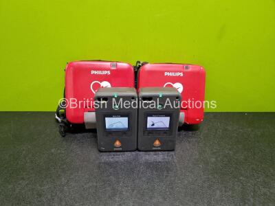 2 x Philips FR3 Defibrillators (Both Power Up) in Carry Case with 2 x LiMnO2 Batteries *Install Before - 2027 / 2026* **SN C17A00117 / C14B00250**
