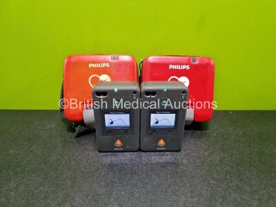 2 x Philips FR3 Defibrillators (Both Power Up) in Carry Case with 2 x LiMnO2 Batteries *Install Before - 2028 / 2028* **SN C16H00310 / C16B00094*
