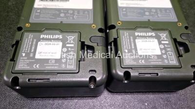 2 x Philips FR3 Defibrillators (Both Power Up) in Carry Case with 2 x LiMnO2 Batteries *Install Before - 2028 / 2028* **SN C16H00310 / C16B00094* - 5
